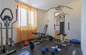 une salle de sport avec plusieurs appareils d'exercice dans une pièce dans l'établissement Nice Home In Liznjan With Wifi, à Ližnjan