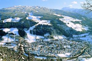 an aerial view of a ski resort in the snow at Dependance II in Schladming +13 photos