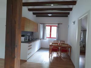 Kuchyň nebo kuchyňský kout v ubytování Apartmány Na samotě