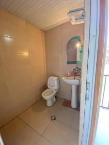 a bathroom with a toilet and a sink at Guest House Mari in Ureki