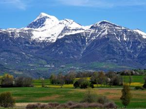 a snow covered mountain range with a field and trees at Chalet Saint-Michel-de-Chaillol, 3 pièces, 5 personnes - FR-1-393-13 in Saint-Michel-de-Chaillol