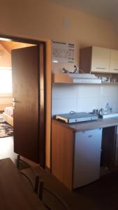 a kitchen with a table and a counter top at Apartman Dunja Banja Vrdnik in Vrdnik +15 photos