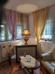 - un salon avec une lampe et un canapé dans l'établissement Casa Rodica, à Vatra Dornei