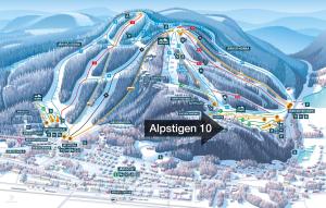 un mapa de una estación de esquí en Austin en Alpstigen 10B - Newly built sports cottage with lovely views (lower apt), en Järvsö