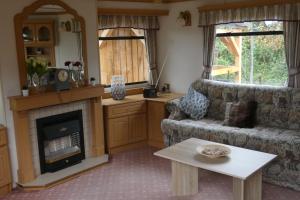 HohenferchesarMobilheim Monika的带沙发和壁炉的客厅