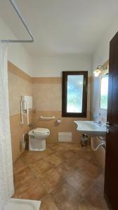 a bathroom with a toilet and a sink at Cort'e Nastasj in Tertenìa +57 photos