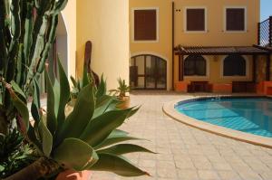 a house with a swimming pool and a cactus at El Mosaico Del Sol in Lampedusa