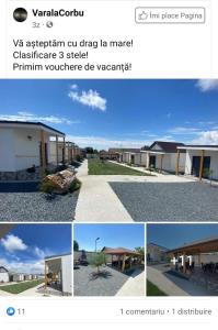 a collage of four pictures of a building at Vara la Corbu in Corbu