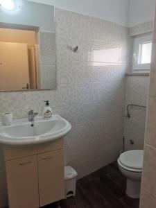 a bathroom with a sink and a toilet at Apartmani Viktorija in Fažana