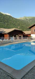 a large swimming pool in front of a building at DOMAINE DU GRAND TETRAS SAMOENS in Samoëns