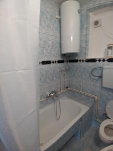 a bathroom with a bath tub and a toilet at Apartman Sabah in Novi Pazar +39 photos