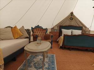 a room with a couch and a bed and a table at La Toile sous Les Étoiles in Charron +61 photos