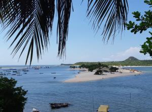 a view of a beach with boats in the water at Casa em Alter do chão com piscina in Santarém