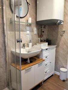 Koupelna v ubytování Tiny house + 21 fotografií