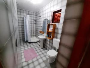 małą łazienkę z toaletą i umywalką w obiekcie Apartments Četiri Sestrice w mieście Novigrad