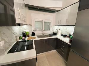 Kuchyň nebo kuchyňský kout v ubytování Billys apartment Selianitika