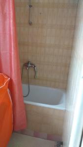W łazience znajduje się wanna z prysznicem. w obiekcie TILIA Apartmet w mieście Struga