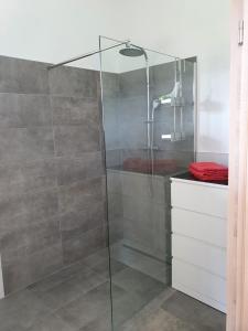 A bathroom at Ferienhäuser Seetraum Premium Card inklusive