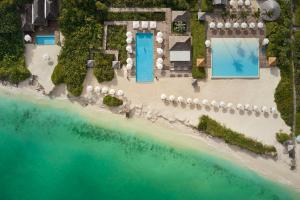 an aerial view of a resort on the beach at COMO Parrot Cay in Sandy Point