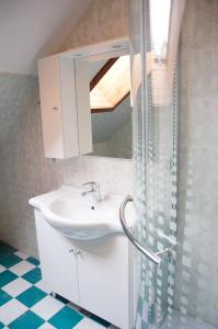 a bathroom with a sink and a shower at Apartments Lipa in Železniki