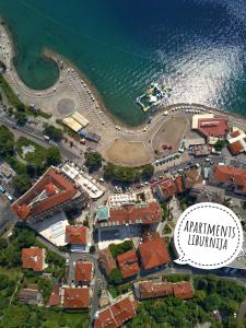 an aerial view of a town next to the water at Apartments Liburnija in Opatija