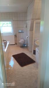 a bathroom with a toilet and a sink at Aparthotel & Wohnung nur für Monteure am Norderteich in Horn-Bad Meinberg +48 photos