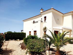 ein weißes Haus mit einer Palme davor in der Unterkunft Villa Jacaranda Altaona Golf in Murcia