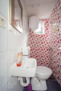 莫斯塔尔Guesthouse Sanja - Apartments 212的带白色水槽和马桶的浴室 更多135张照片