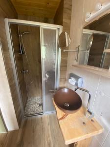 Koupelna v ubytování Alpenappartements Schwalbennestl