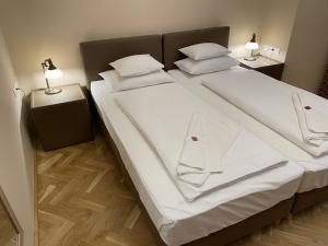 Posteľ alebo postele v izbe v ubytovaní Dózsa Apartman Szeged