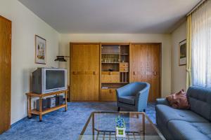 ein Wohnzimmer mit einem Sofa und einem TV in der Unterkunft Apartments Haus Daniela in Cochem