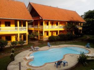 an aerial view of a resort with a swimming pool at Sabai Residence in Ao Nang Beach