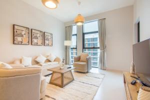 Posezení v ubytování Brand new 1 bedroom apartment Dubai Hills 601