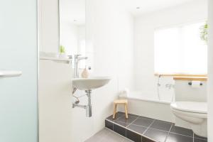 łazienka z umywalką i toaletą w obiekcie Amazing and stylish house near city center Dordrecht, close to Rotterdam w mieście Dordrecht