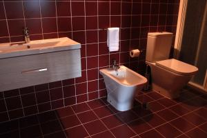 a bathroom with a toilet and a sink at Casas do Fantal in Vale de Salgueiro