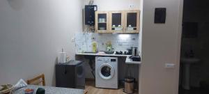 a small kitchen with a washing machine in it at Cozy House III in Tbilisi City