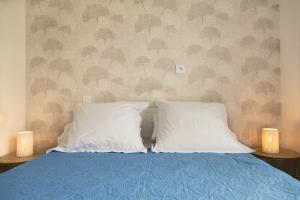 Appartement cocooning avec vue sur les Pyrénées客房内的一张或多张床位