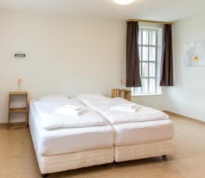 Letto o letti in una camera di Hótel Laugar
