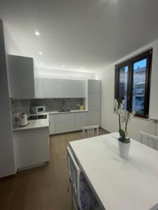 Casa Drema - Villa al mare con terrazza的厨房或小厨房