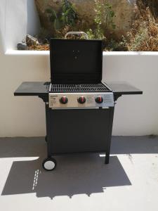 a laptop computer sitting on top of a barbecue grill at Ecolodge Cave House in Vóthon