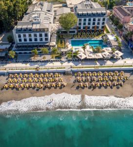 an aerial view of the beach at a resort at Sundia Exclusive By Liberty Fethiye Adults Only in Fethiye