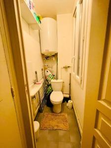 małą łazienkę z toaletą i umywalką w obiekcie Appartement en plein coeur du 10eme et proche de plusieurs Gares w Paryżu