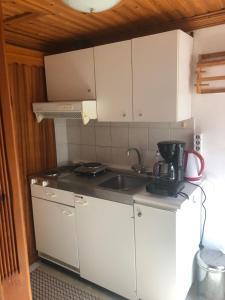 a kitchen with a sink and a counter top at Plane TREE in Mariaí