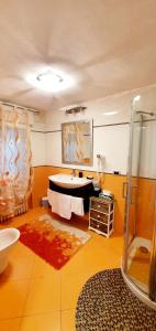 y baño con bañera y ducha. en Bed& Breakfast G&G, en Porto Garibaldi