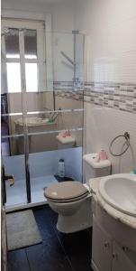 La salle de bains est pourvue de toilettes et d'un lavabo. dans l'établissement Piso casco antiguo, à Vitoria-Gasteiz