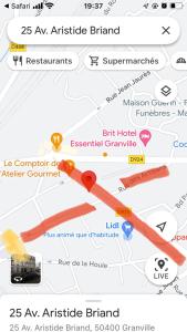 a screenshot of a map of a bus at L'escale Granvillaise in Granville