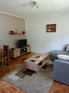 a living room with a couch and a coffee table at Kuća za odmor DM in Bajina Bašta