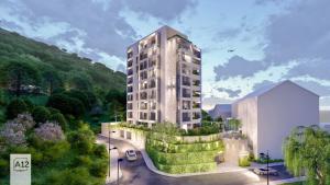 Uma vista geral da montanha ou uma vista da montanha a partir do apartamento