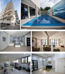 a collage of pictures of a house with a swimming pool at Luxurious 3-Bedroom Apartment with a swimming pool in Dakar