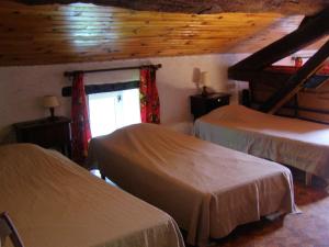 1 Schlafzimmer mit 2 Betten und einem Fenster in einem Zimmer in der Unterkunft Maison spacieuse à Camarade avec grand jardin pour 15 personnes in Durban-sur-Arize